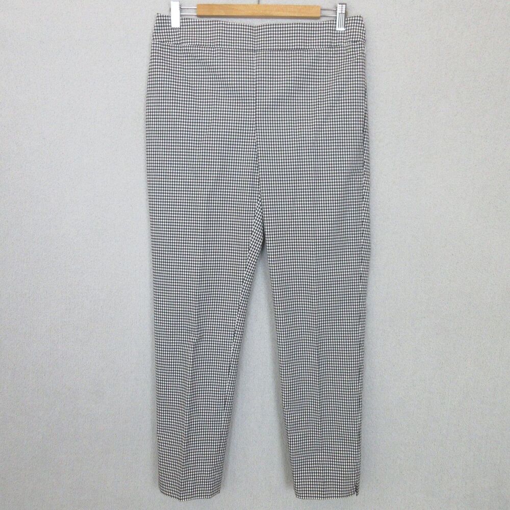 Talbots Chatham Ankle Pants Womens 4 Black White Gingham Check Stretch Casual